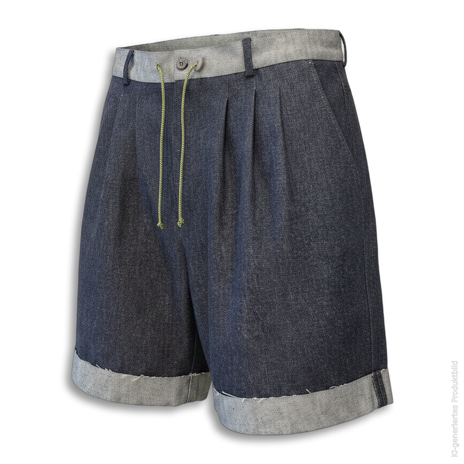 Shorts "Walkyman" Dark Blue Denim in 3D-Form ohne Model, Vorderansicht