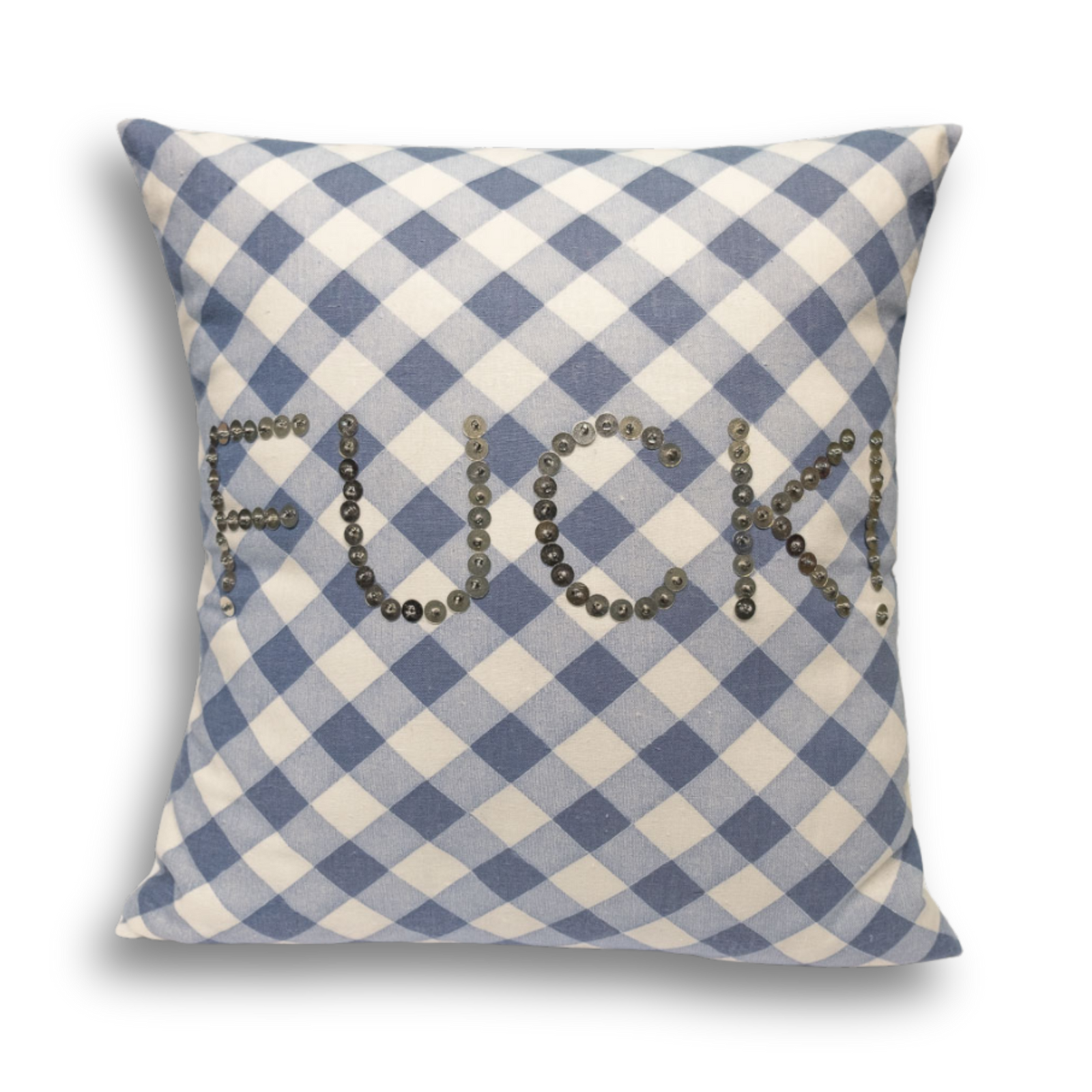 Fuck! Kissen blau-weiß