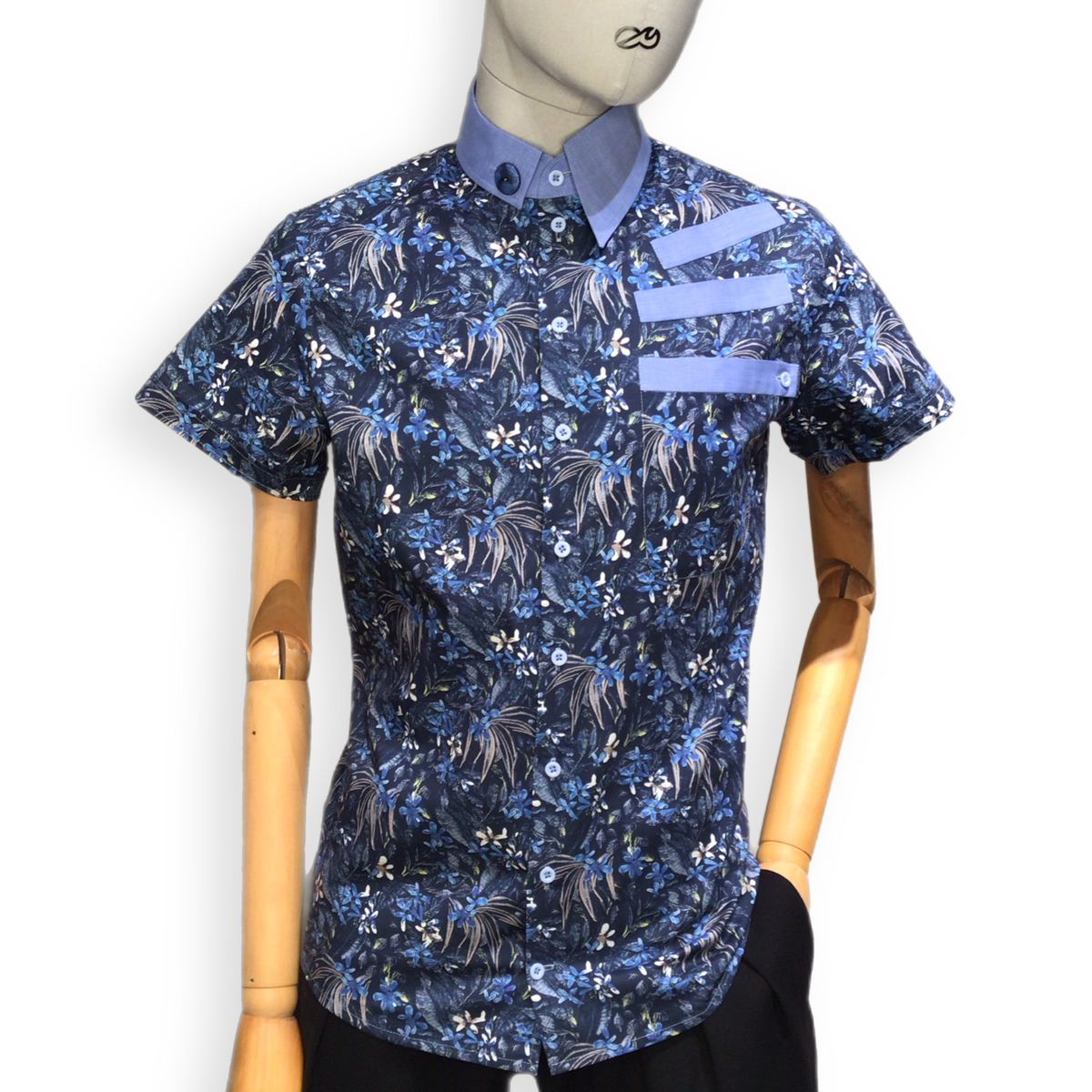 Hemd &quot;Takeshirou&quot; KA blau geblümt