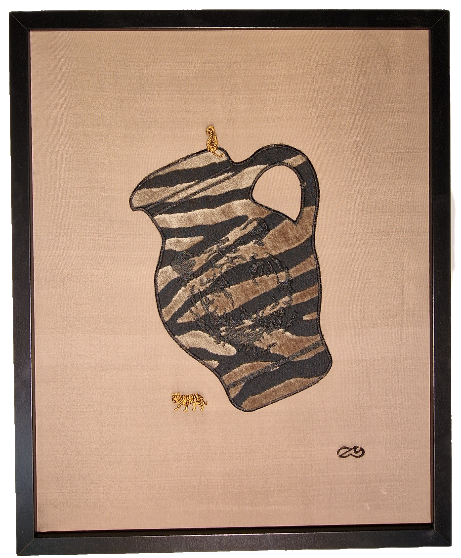 Gesticktes Bembelbild &quot;Animal Print&quot; 40 x 50 cm Unikat