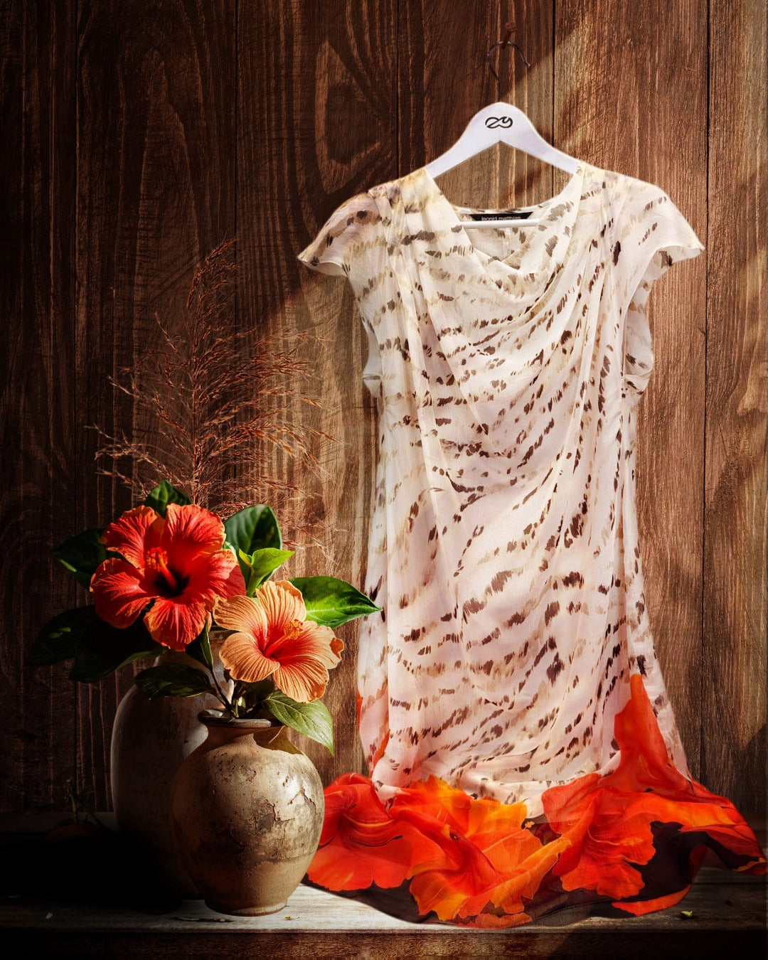 Kleid "Wasserfall" Hibiskusblüte