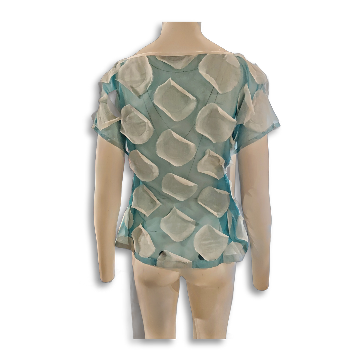 Bluse "Takeshi Clouds", Hell-blau, weiß, Seidenmischung, Rückansicht freigestellt