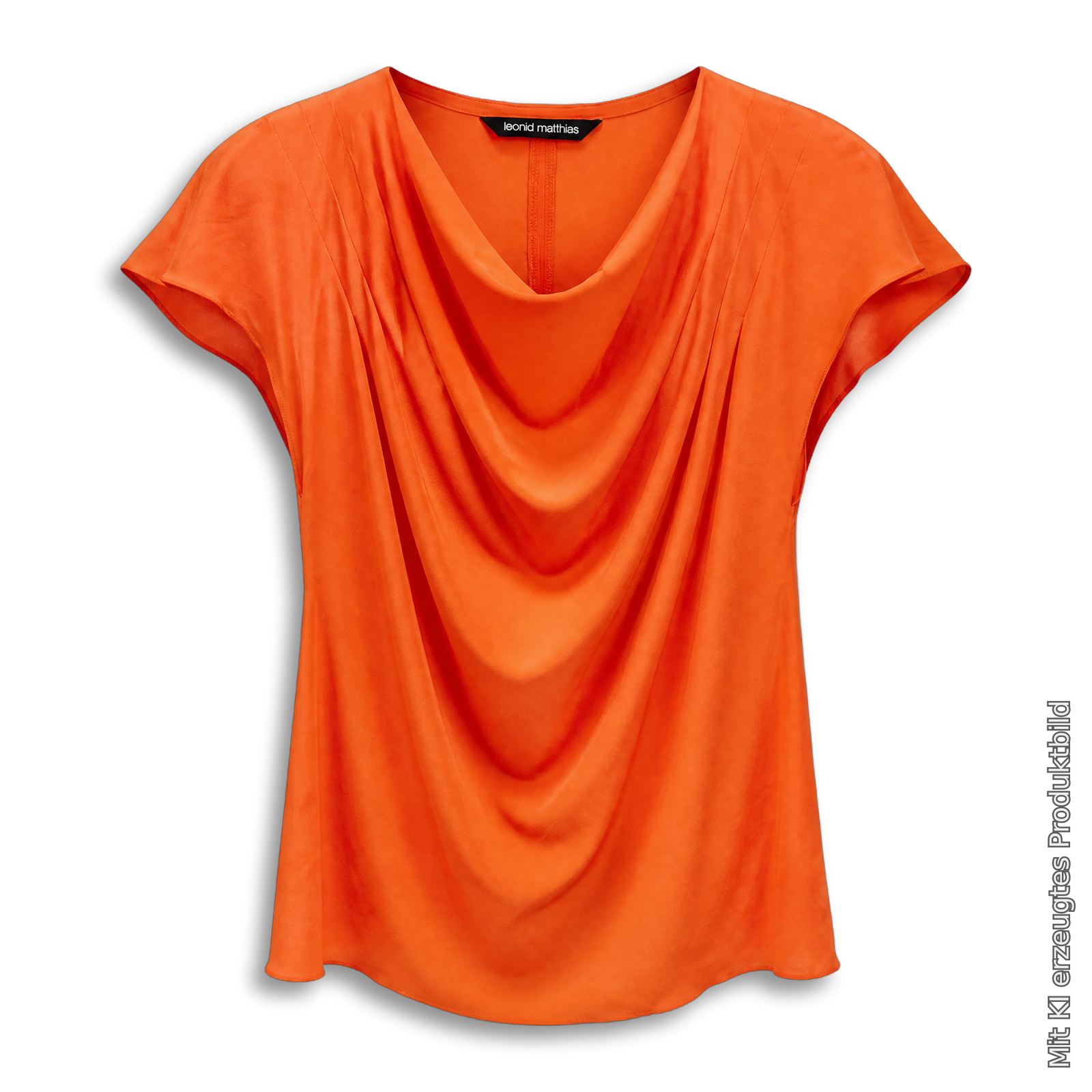 Oberteil "Wasserfall Scarlett" rot-orange in 3D-Form ohne Model, Vorderansicht