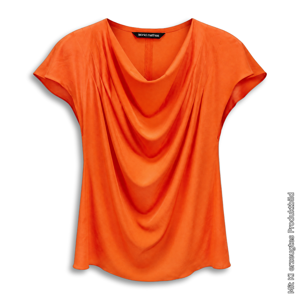 Oberteil "Wasserfall Scarlett" rot-orange in 3D-Form ohne Model, Vorderansicht
