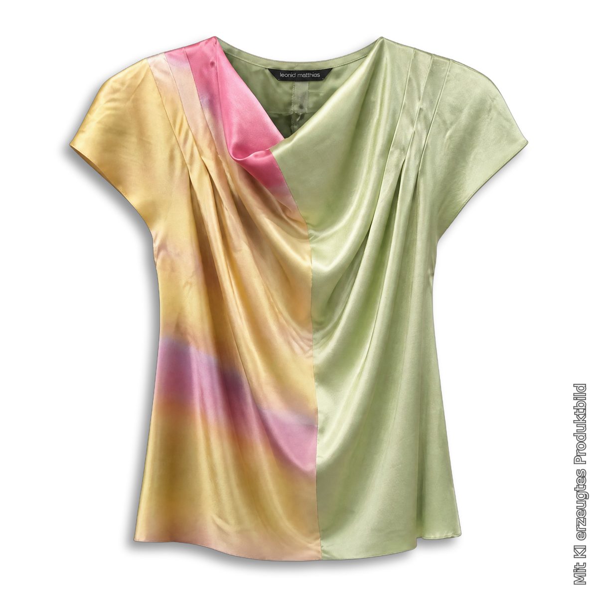 Oberteil "Wasserfall" Paradise, Seide in 3D-Form ohne Model, Vorderansicht