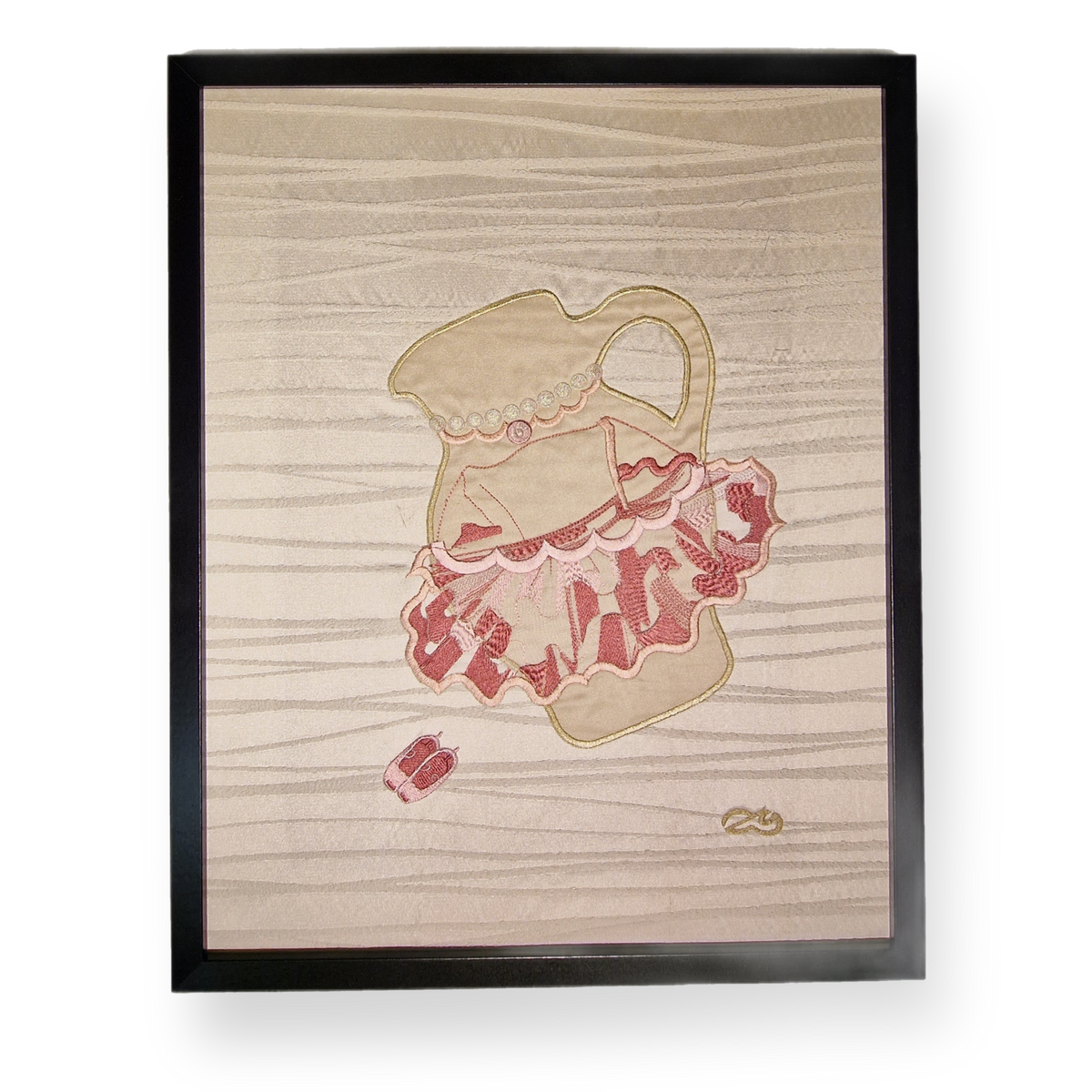 Gesticktes Bembelbild &quot;Braut&quot; 40 x 50 cm Unikat