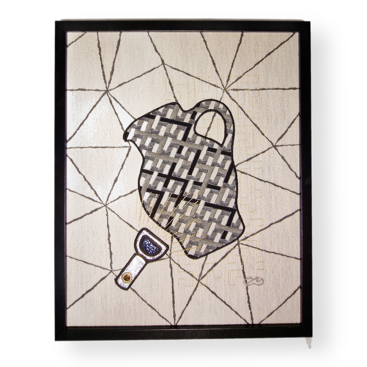 Gesticktes Bembelbild &quot;Licht im Labyrinth&quot; 40 x 50 cm Unikat