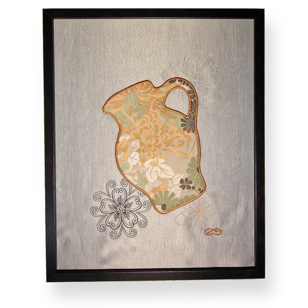 Gesticktes Bembelbild &quot;The Pale Chrysanthemum Etude&quot; 40 x 50 cm Unikat