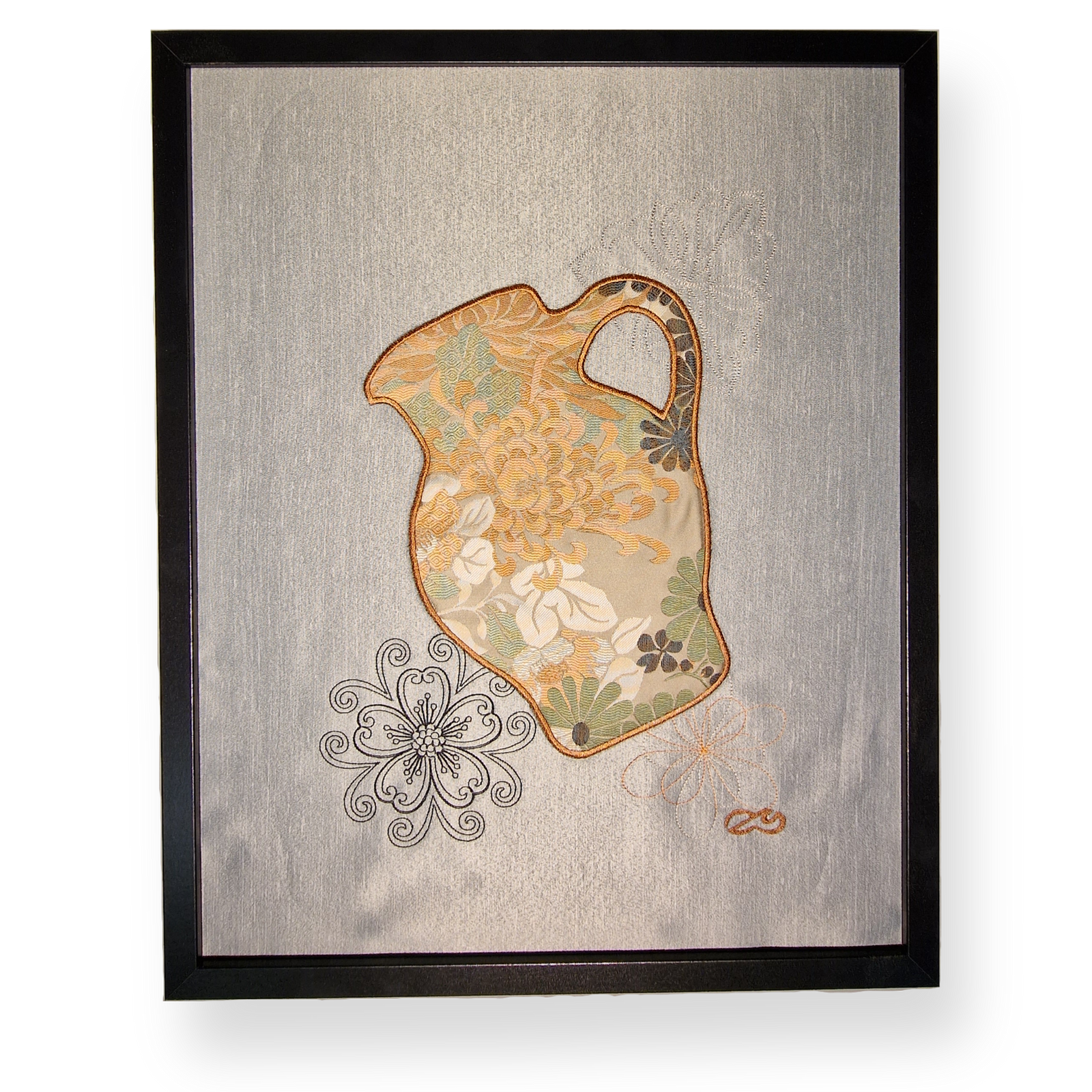 Gesticktes Bembelbild "The Pale Chrysanthemum Etude" 40 x 50 cm Unikat