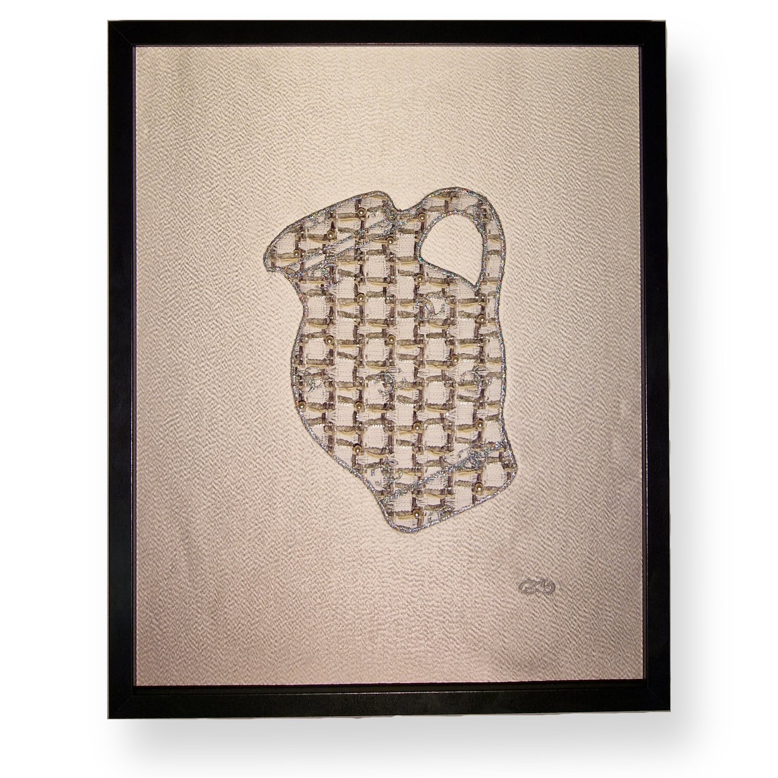 Gesticktes Bembelbild "Couture" 40 x 50 cm Unikat