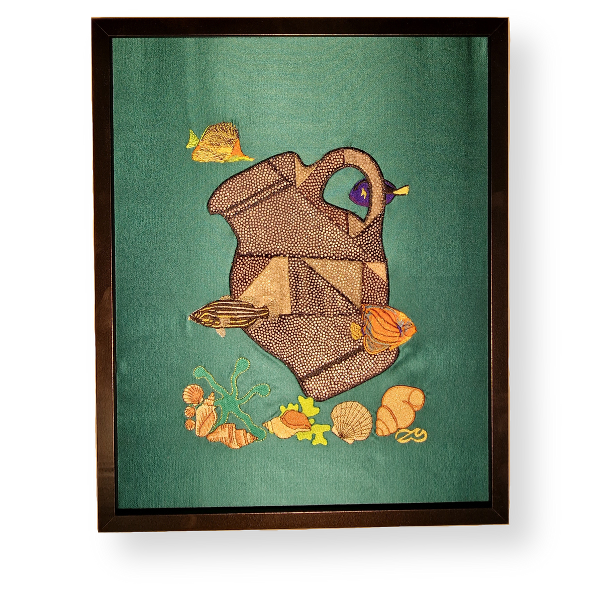 Gesticktes Bembelbild "See, Meer, Ozean" 40 x 50 cm Unikat