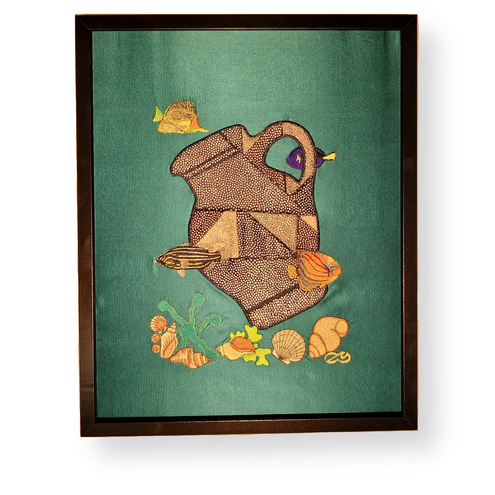 Gesticktes Bembelbild "See, Meer, Ozean" 40 x 50 cm Unikat