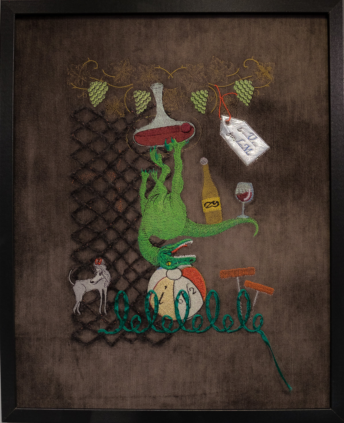 Stickgemälde &quot;In vino veritas&quot;