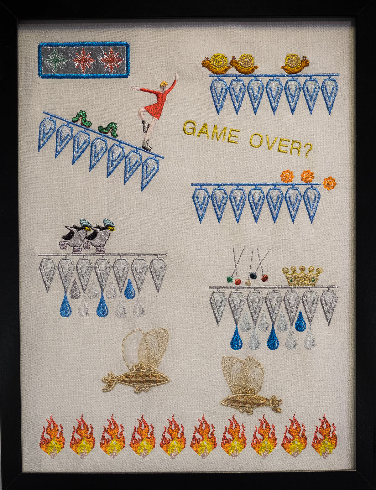 Stickgemälde "Game over?"