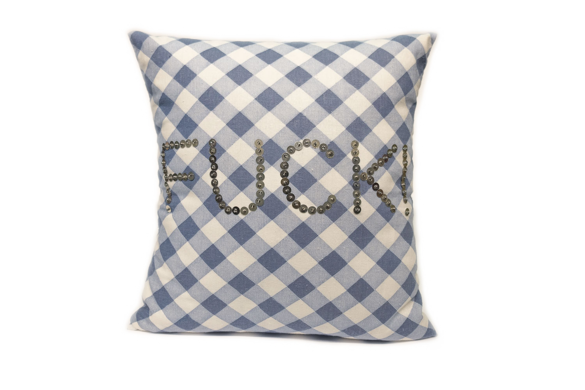 Fuck! Kissen blau-weiß