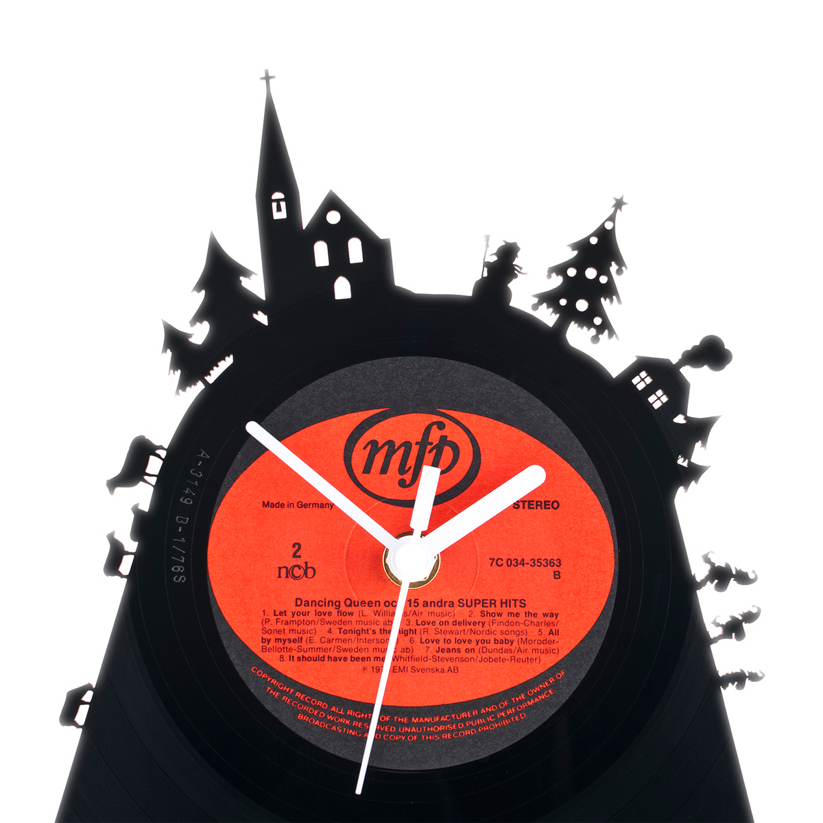 Schallplattentischuhr Weihnachten #1