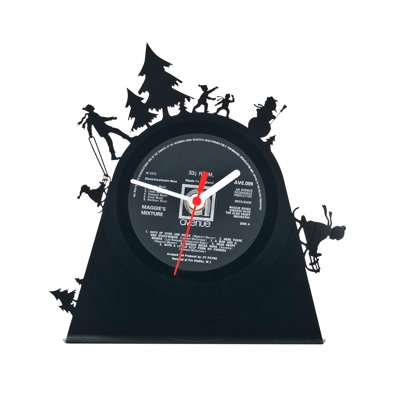 Schallplattentischuhr Snowfun