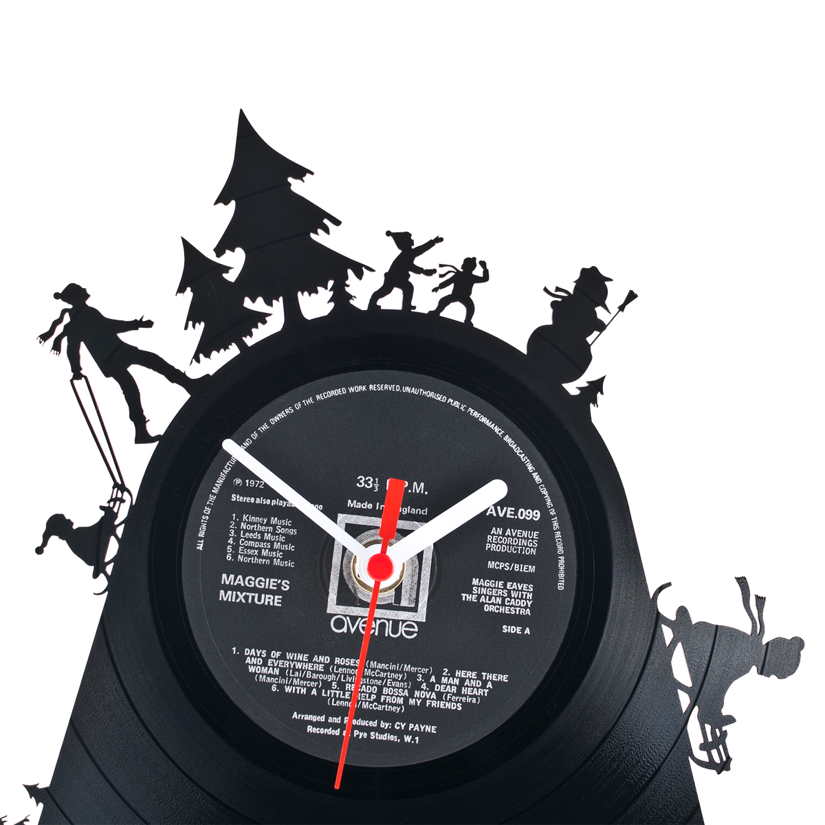 Schallplattentischuhr Snowfun