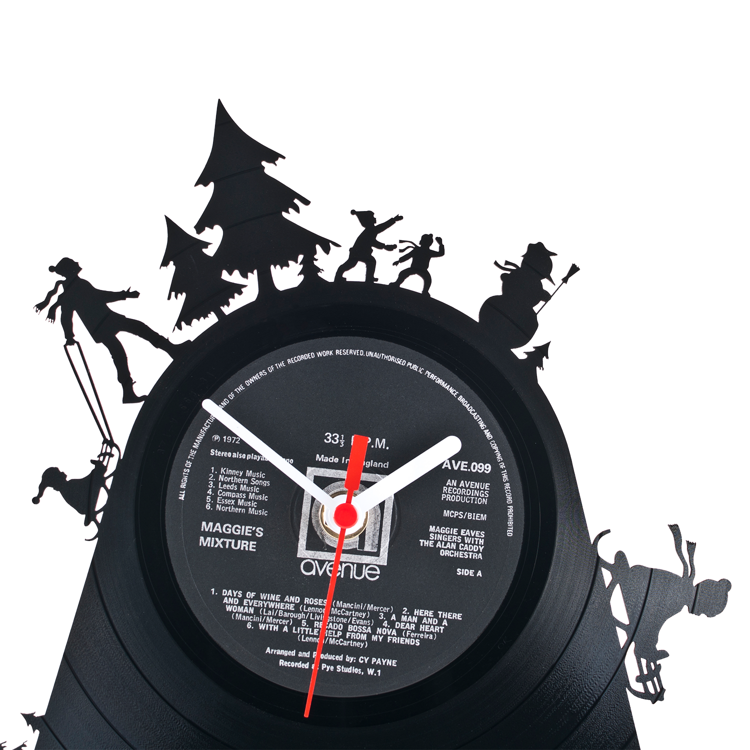 Schallplattentischuhr Snowfun