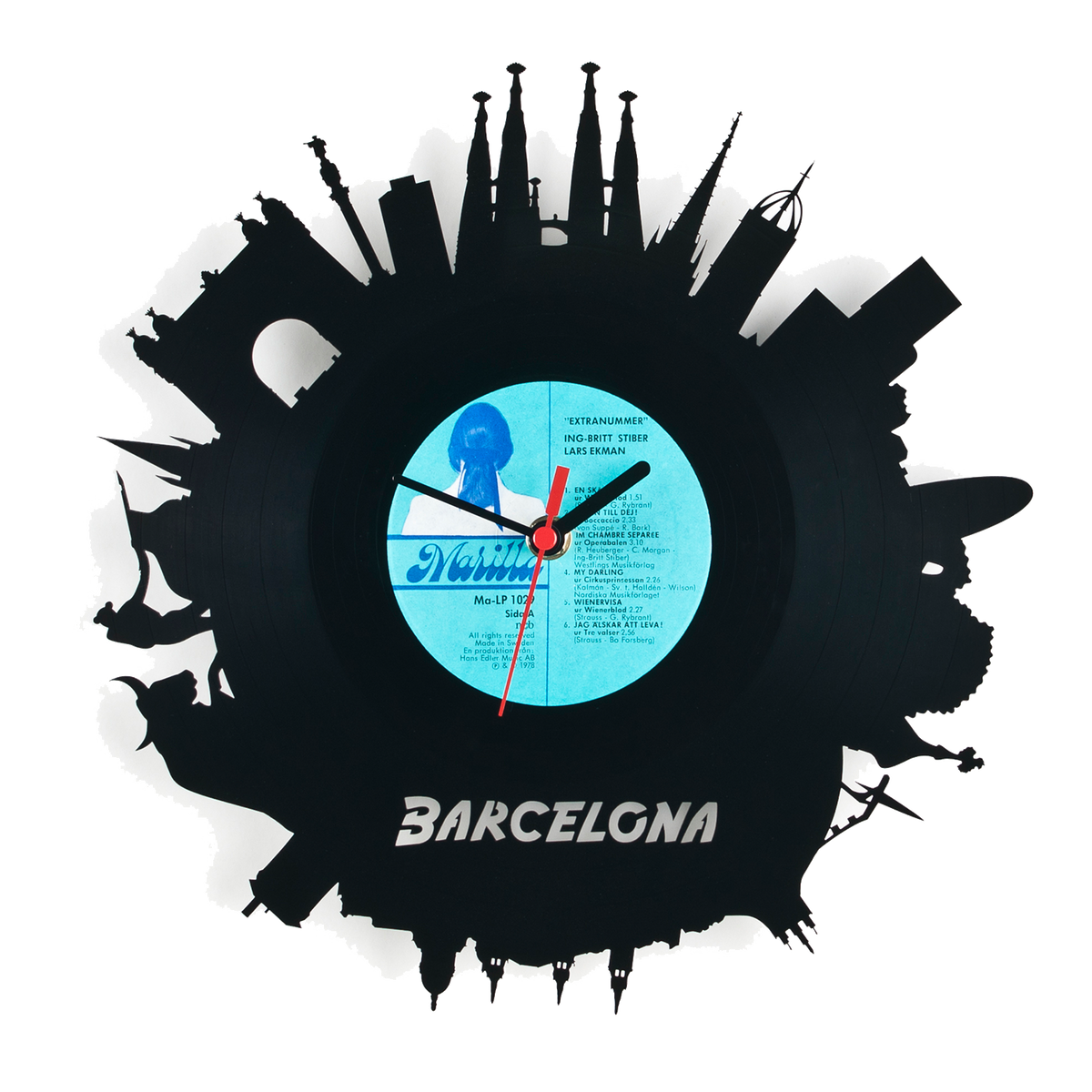 Schallplattenuhr Barcelona