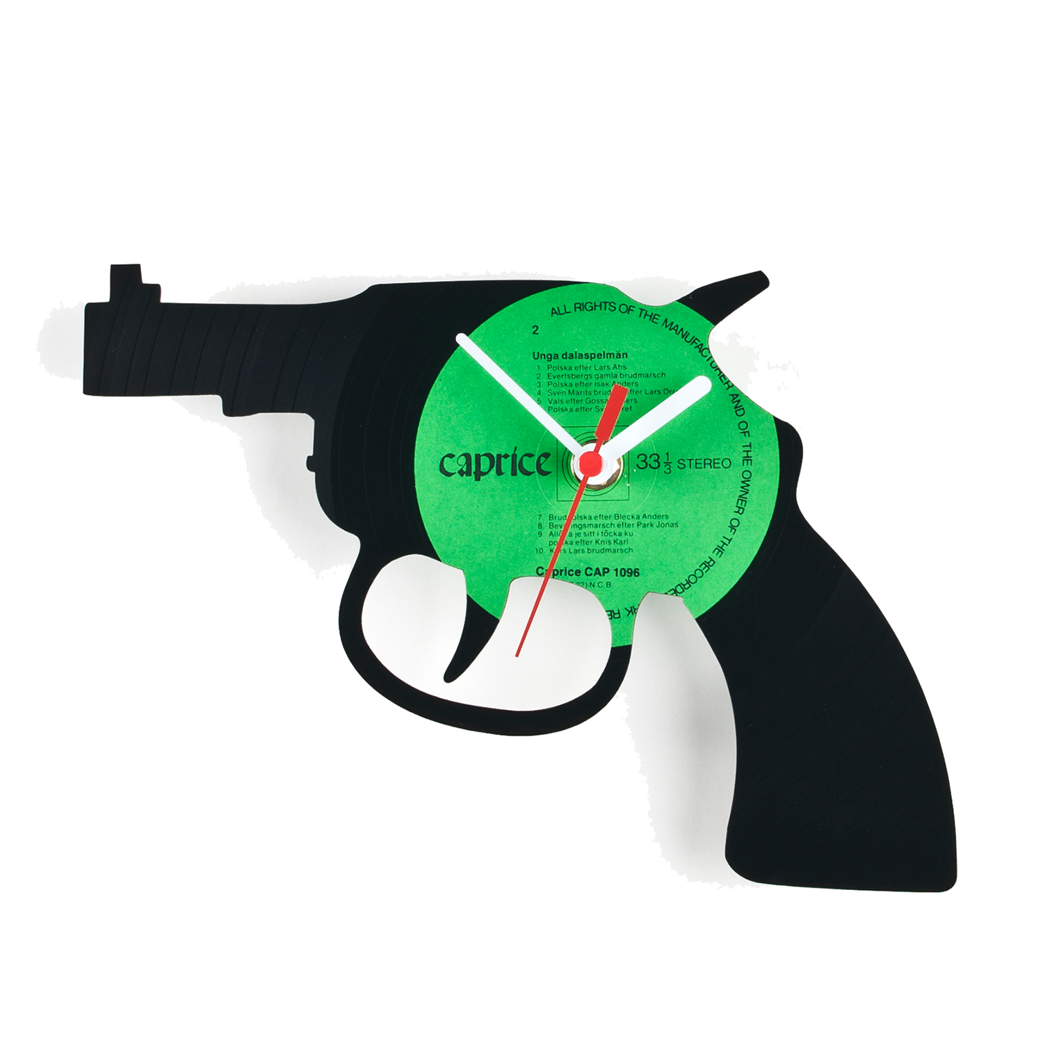 Schallplattenuhr Pistole