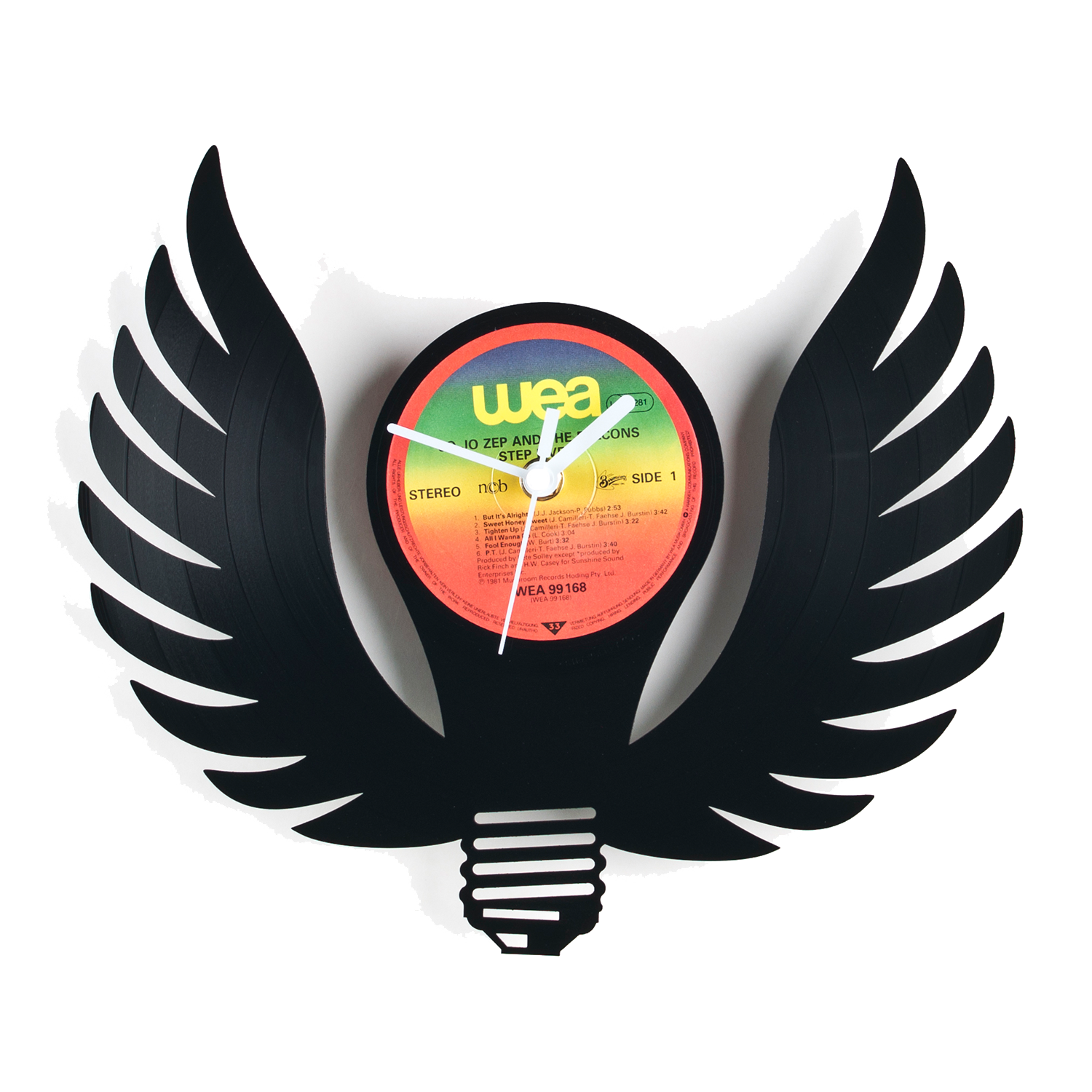 Schallplattenuhr geflügelte Glühbirne