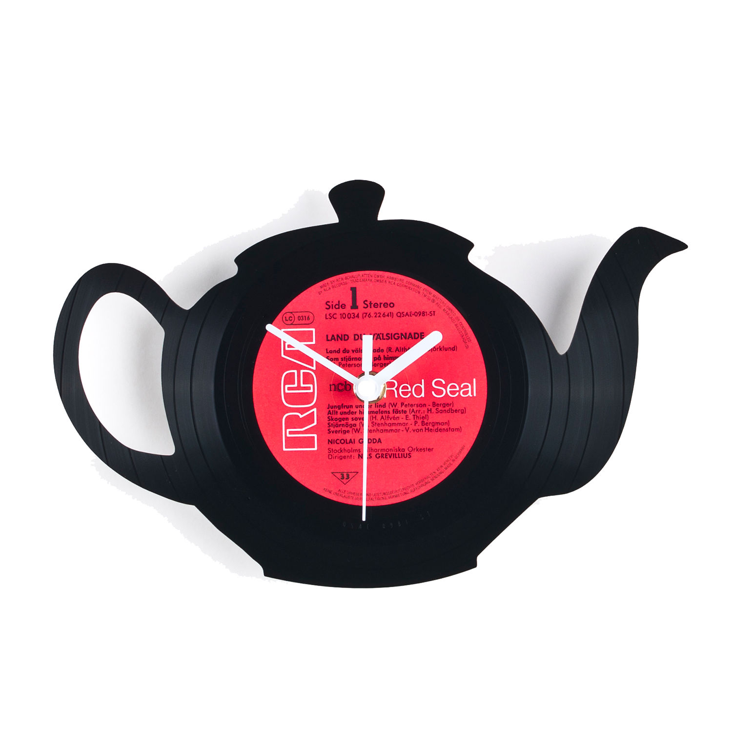 Schallplattenuhr Teekanne