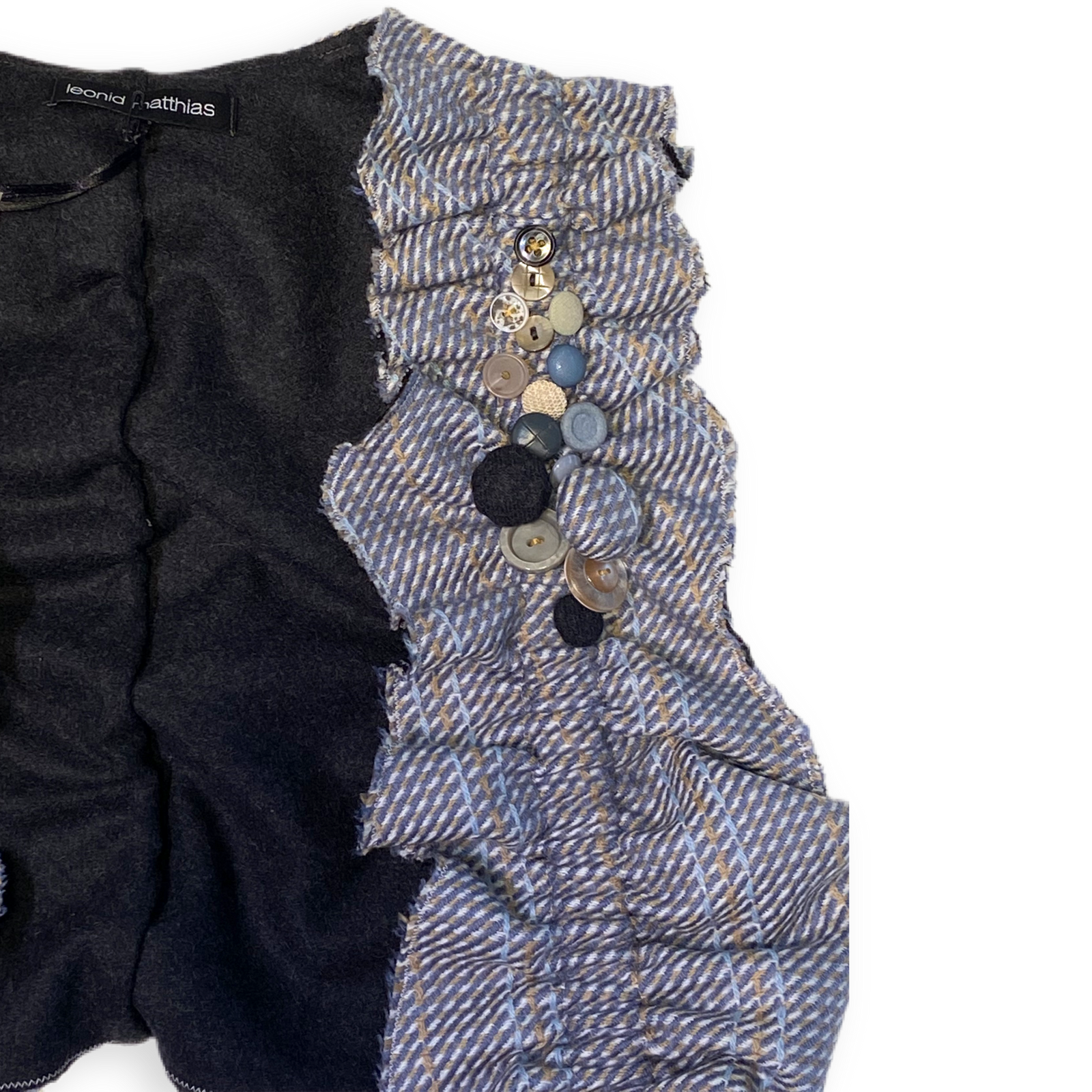 Weste "Jabot" grau-blau-senf