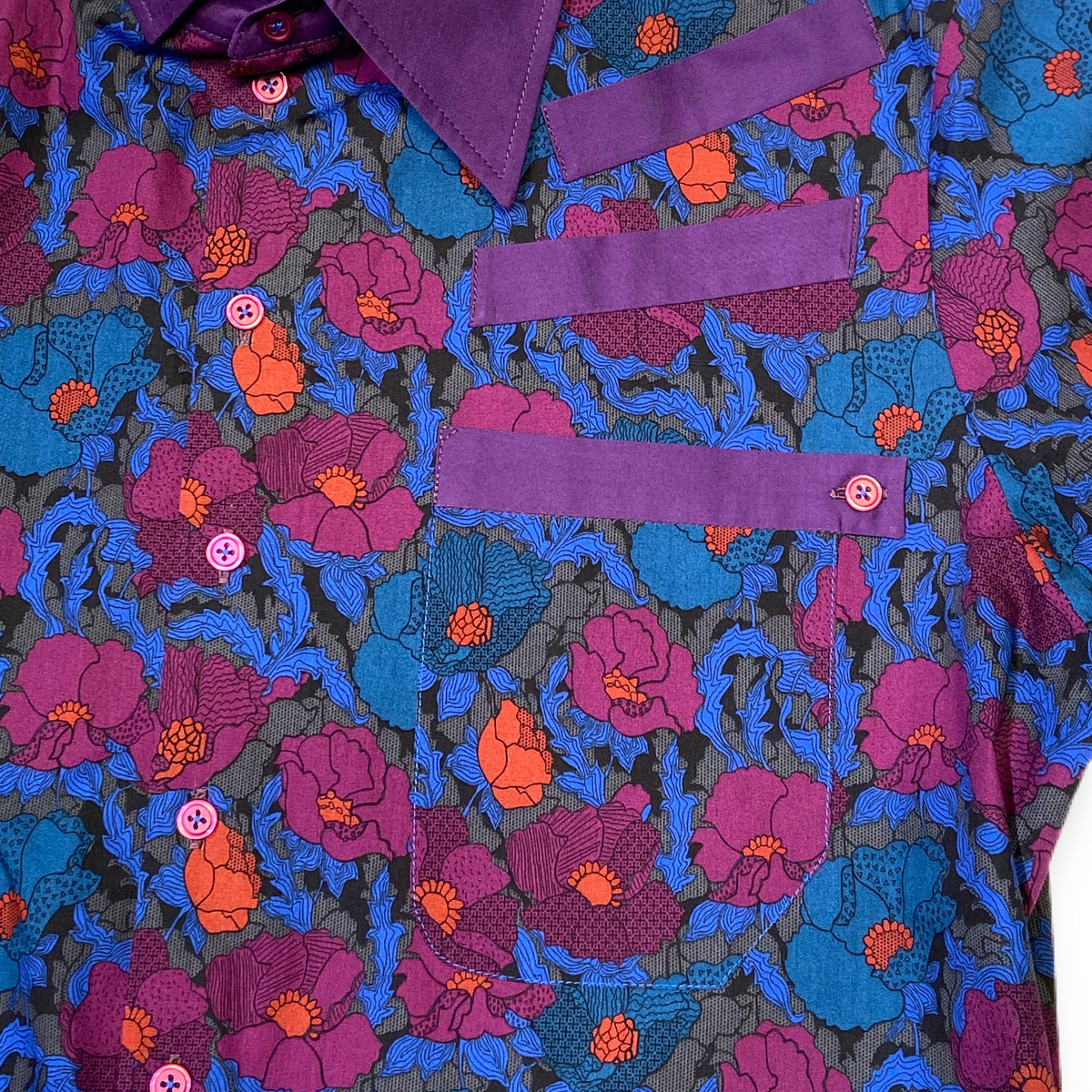 Hemd &quot;Takeshirou&quot; KA lila geblümt