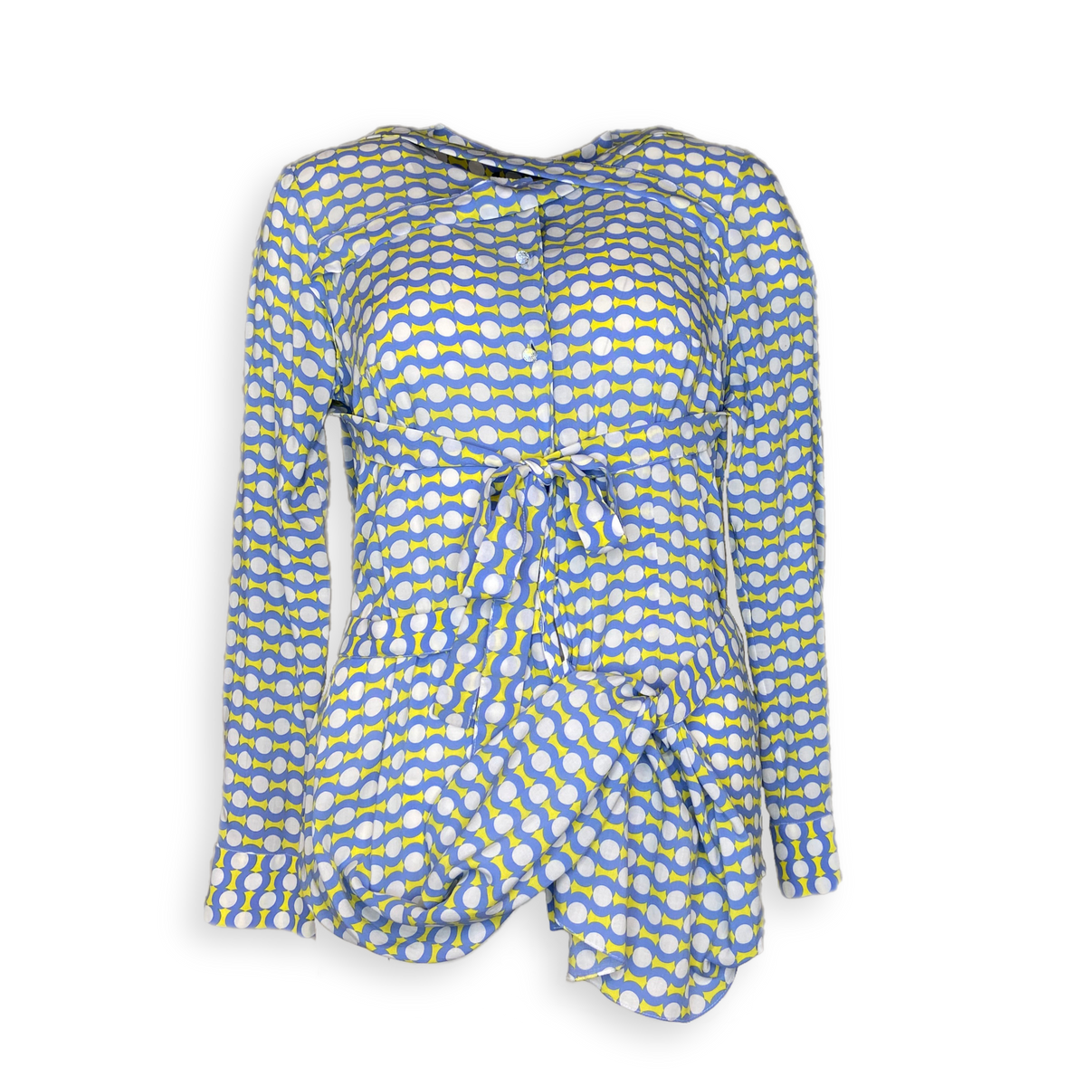 Bluse "RDLHM" blau-weiß-gelb