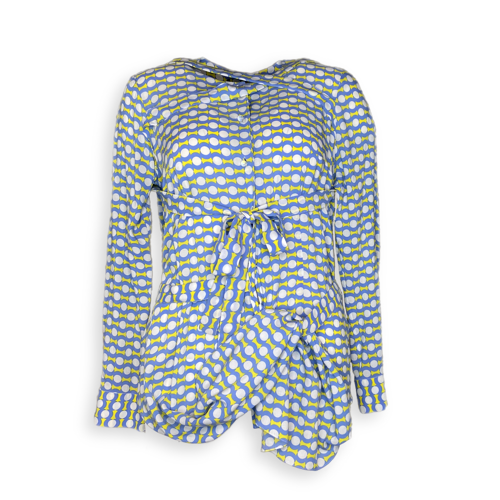 Bluse "RDLHM" blau-weiß-gelb