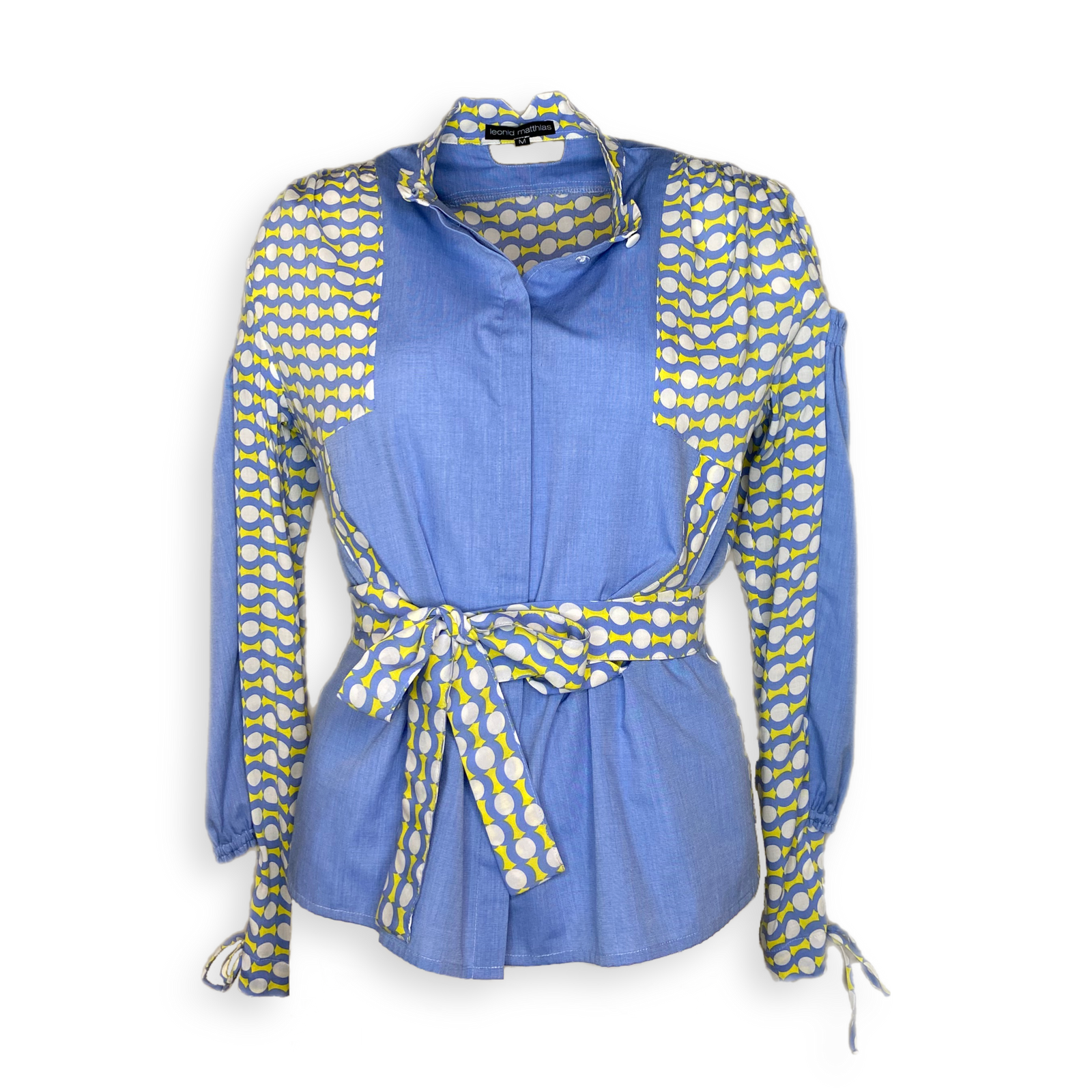 Bluse "SCHSNHSN" blau-bunt