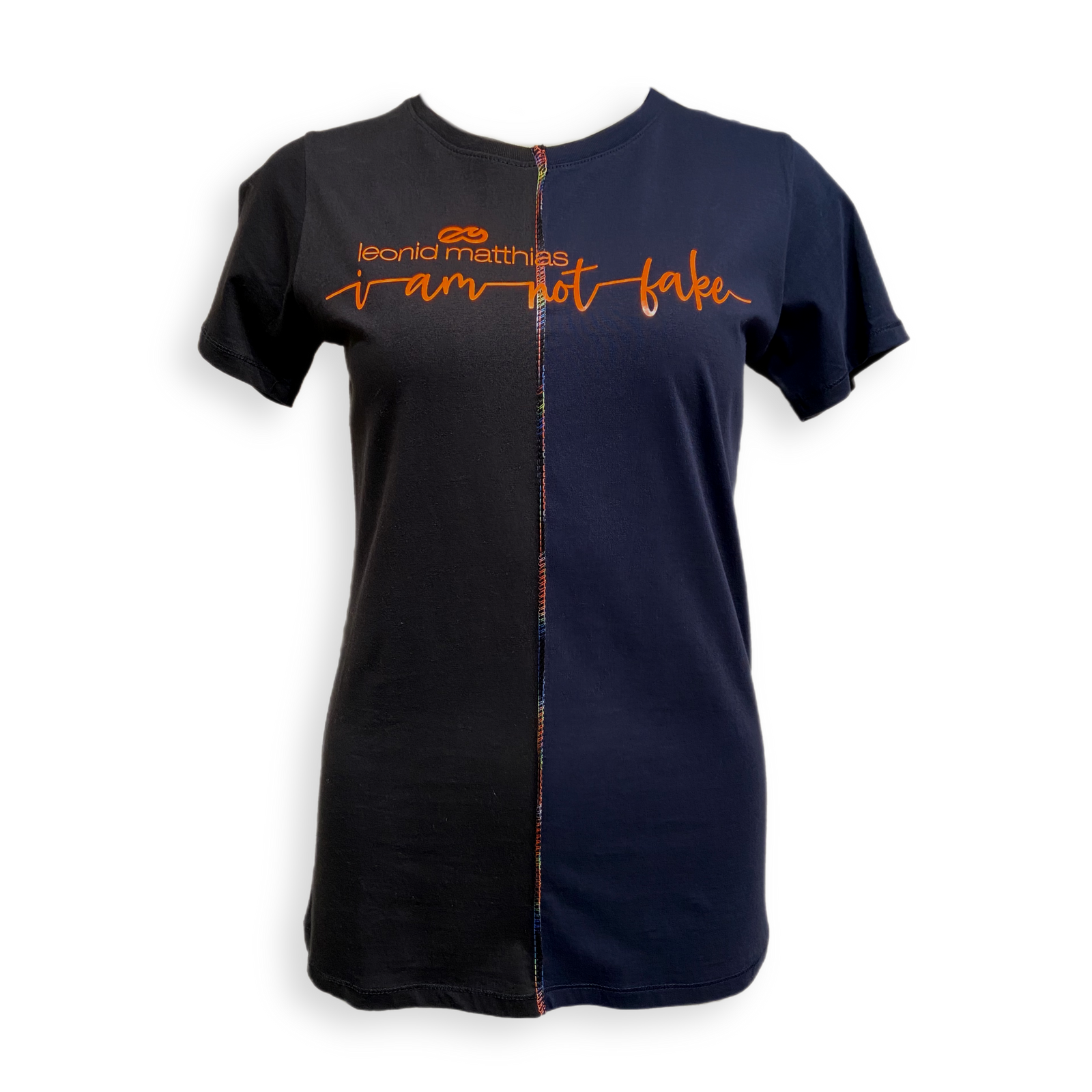 "I am not fake" T-Shirt schwarz-blau