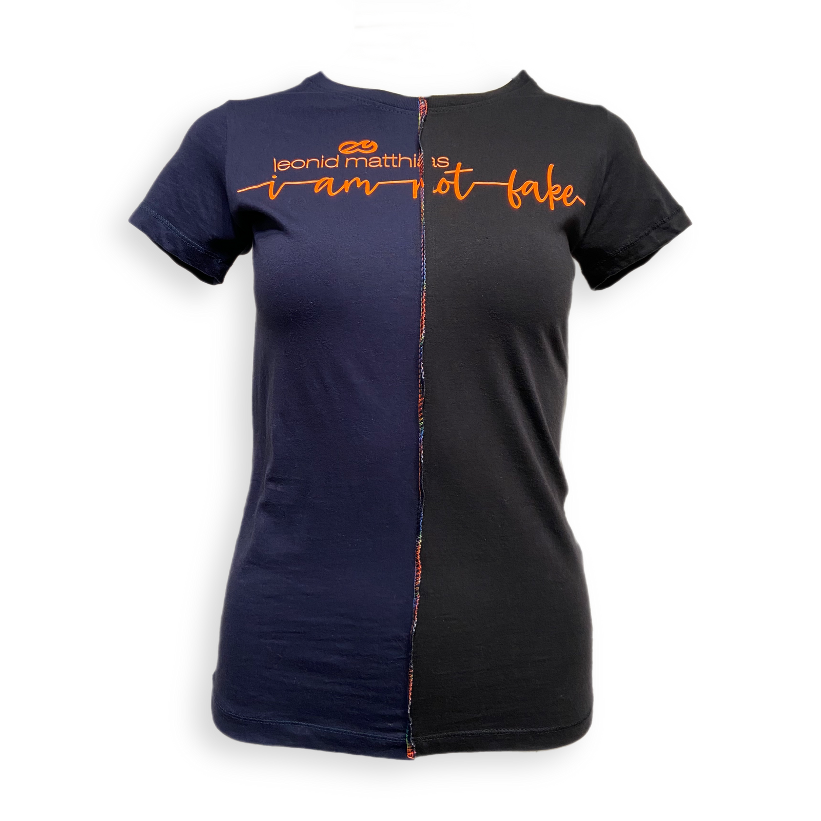 "I am not fake" T-Shirt blau-schwarz