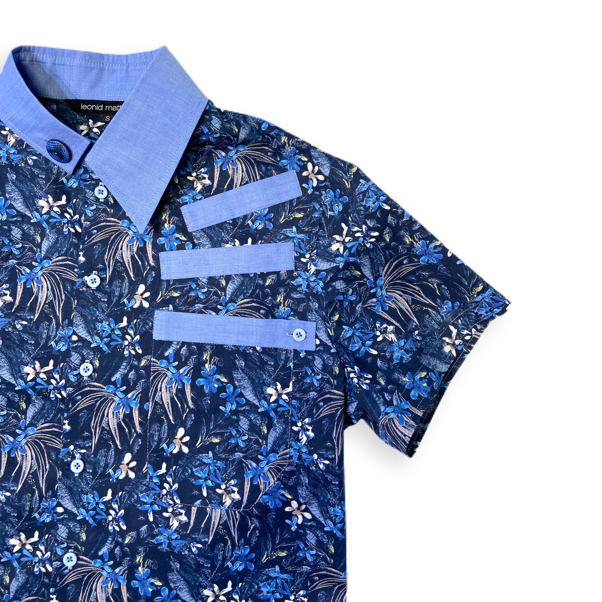 Hemd &quot;Takeshirou&quot; KA blau geblümt