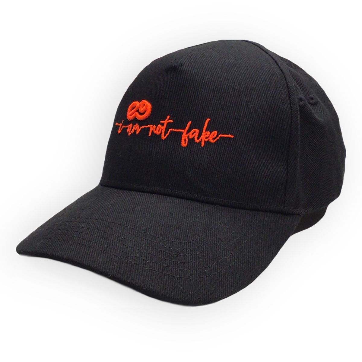 Kappe „i am not fake“ schwarz-orange