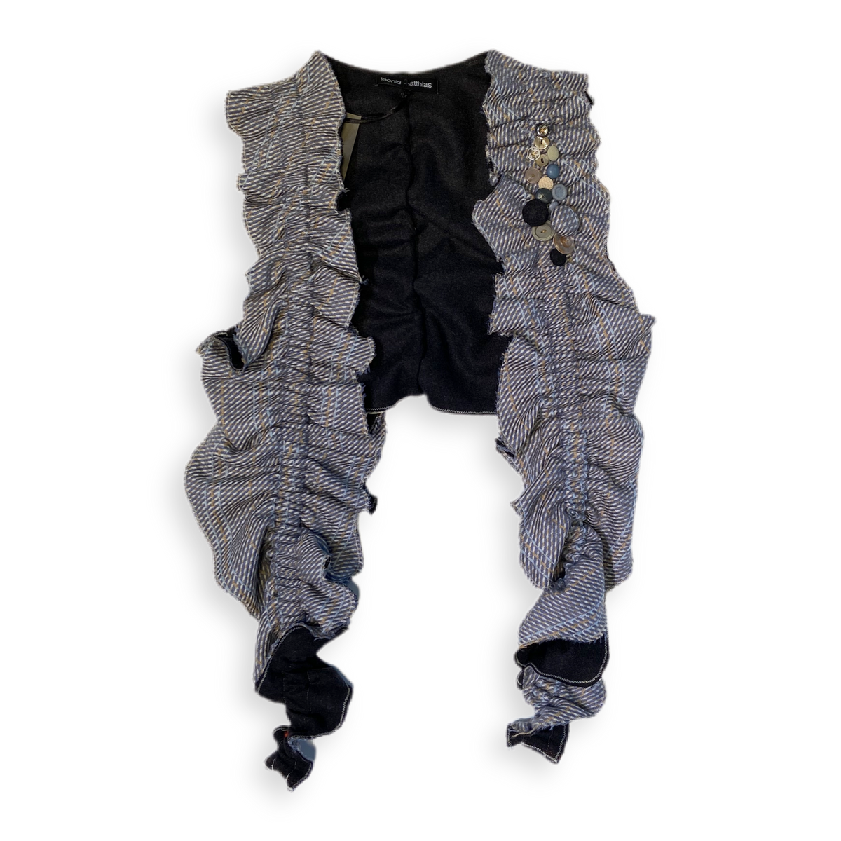 Weste &quot;Jabot&quot; grau-blau-senf