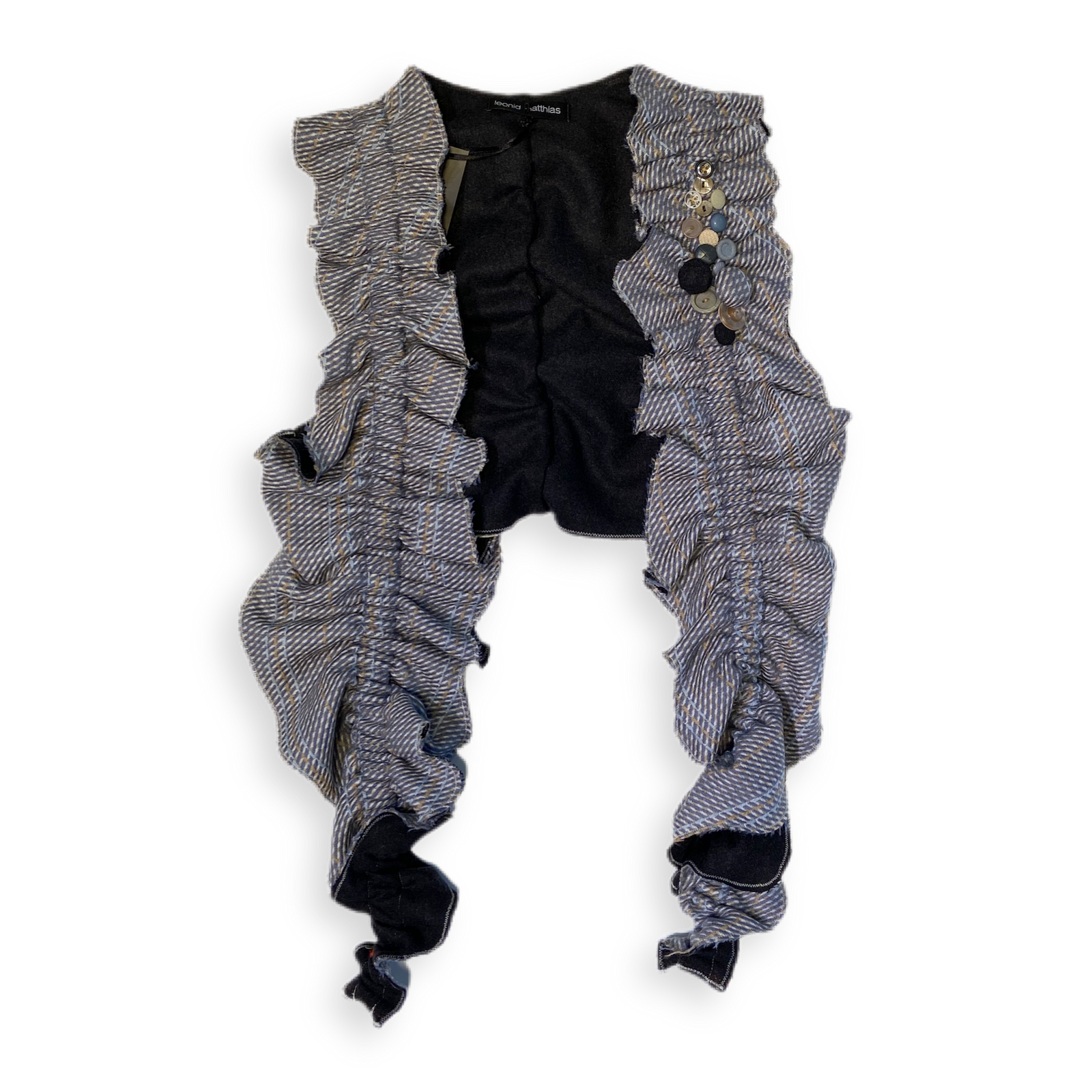 Weste "Jabot" grau-blau-senf