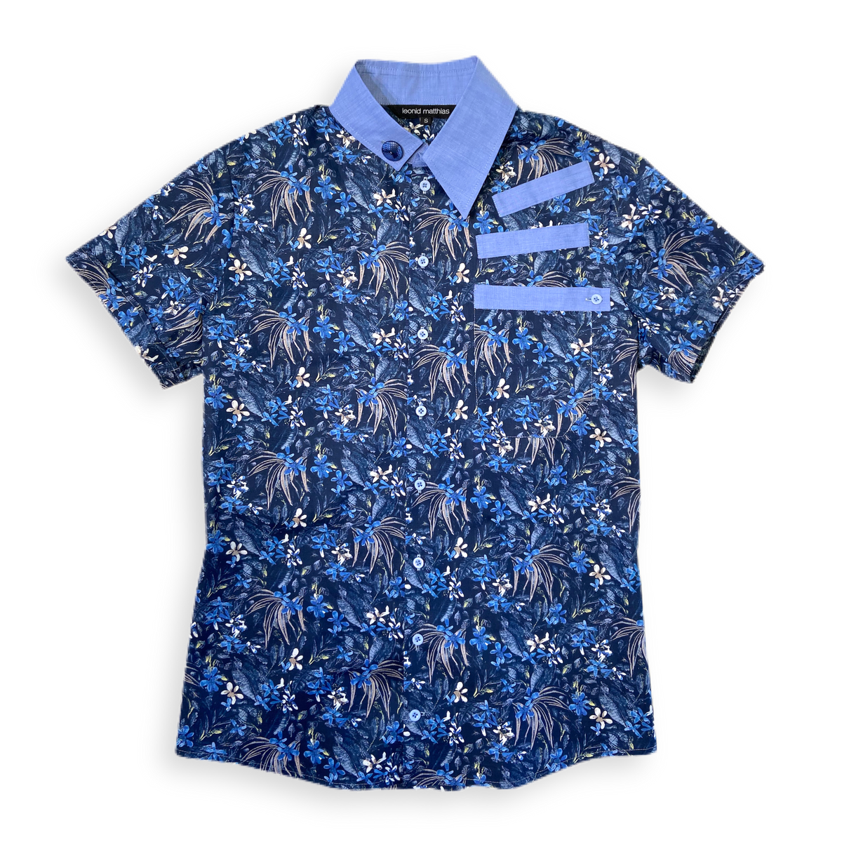 Hemd &quot;Takeshirou&quot; KA blau geblümt