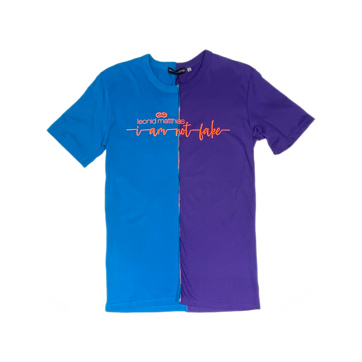 &quot;I am not fake&quot; T-Shirt türkis-lila